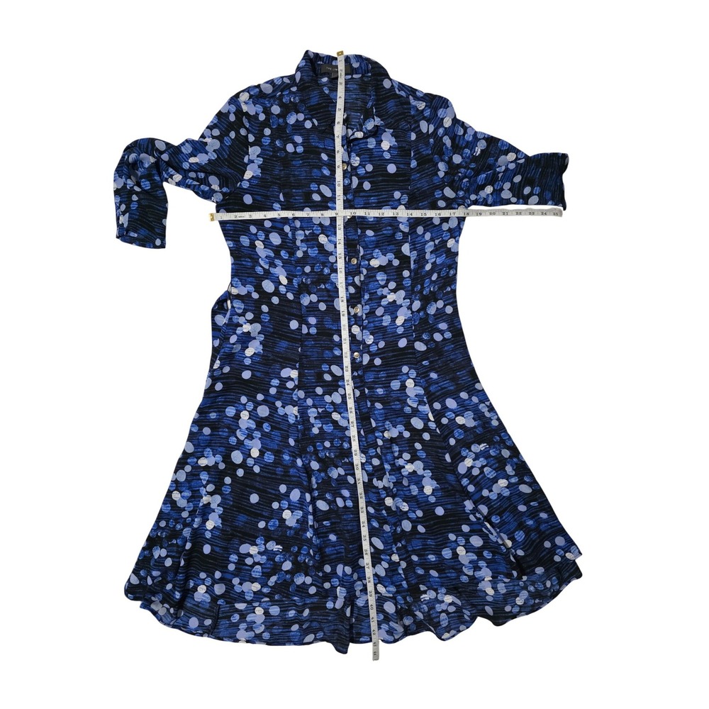 The Limited Womens Blue Polka Dot Button Front Shirt Dress Size 2 Midi Tie Waist - Picture 4 of 8